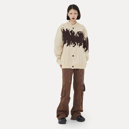 Street Retro Flame Color Matching Guochao Sweater MuddyStock