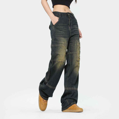 American Retro Wide Leg Jeans For Women MuddyStock