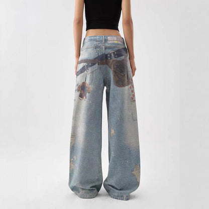 Women's American-style Retro Washed Wide-leg Pants MuddyStock