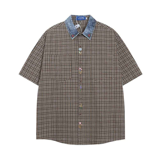 Fine Plaid Loose Shirt For Men null