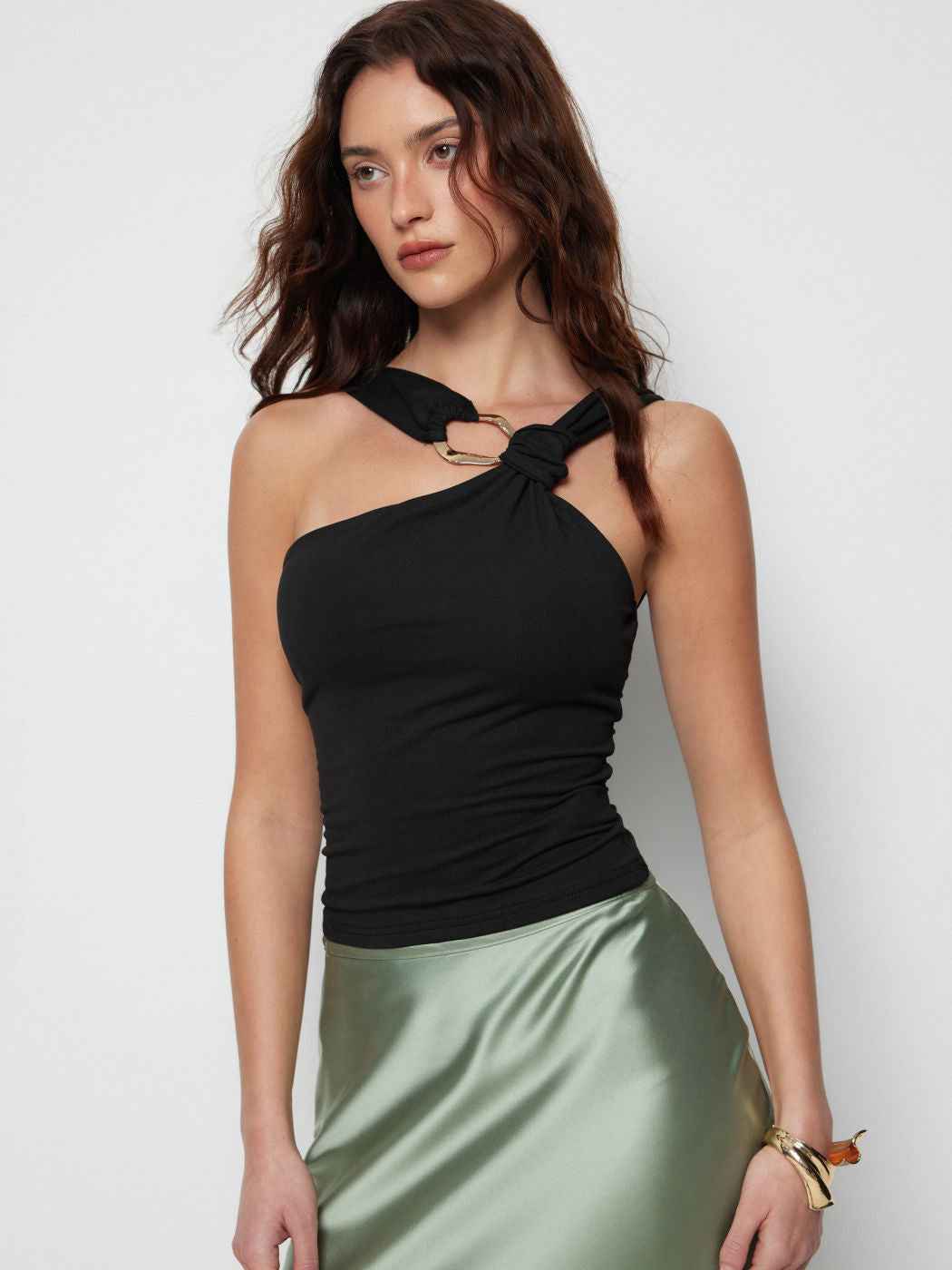 Halter-neck Off-shoulder Top For Women Black