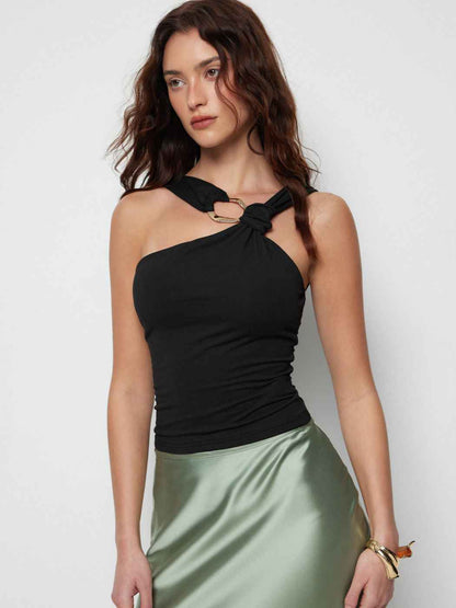 Halter-neck Off-shoulder Top For Women Black