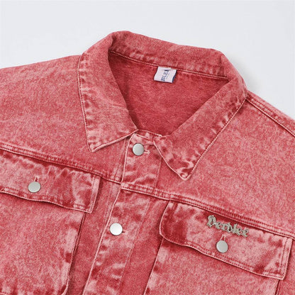Washed Tie-dye Gradient Denim Jacket For Women MuddyStock