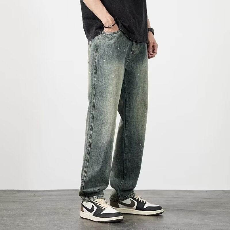 Distressed High Waist Jeans Men's Straight-leg Pants MuddyStock