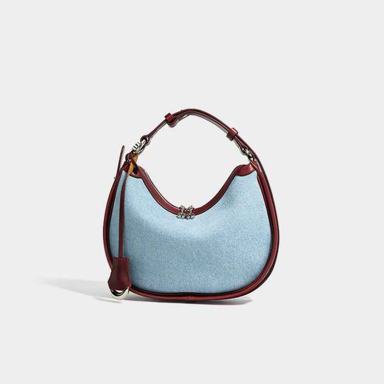 Women's Fashion Crossbody Shoulder Bag Wine Red With Blue 27x6x22CM