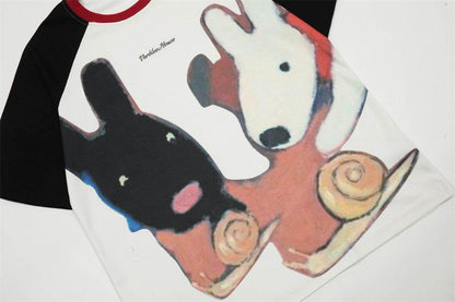 Cartoon Abstract Printing Cotton T-shirt For Men And Women MuddyStock