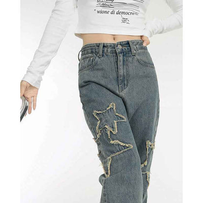 High-waisted Draping Straight Slightly Flared Jeans For Women MuddyStock