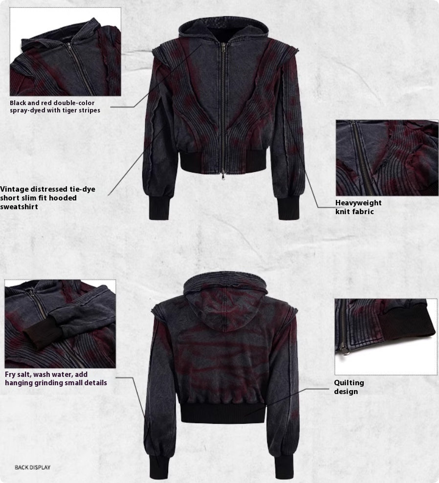Retro Vintage Tie Dye Short Fit Hoodie And Pants