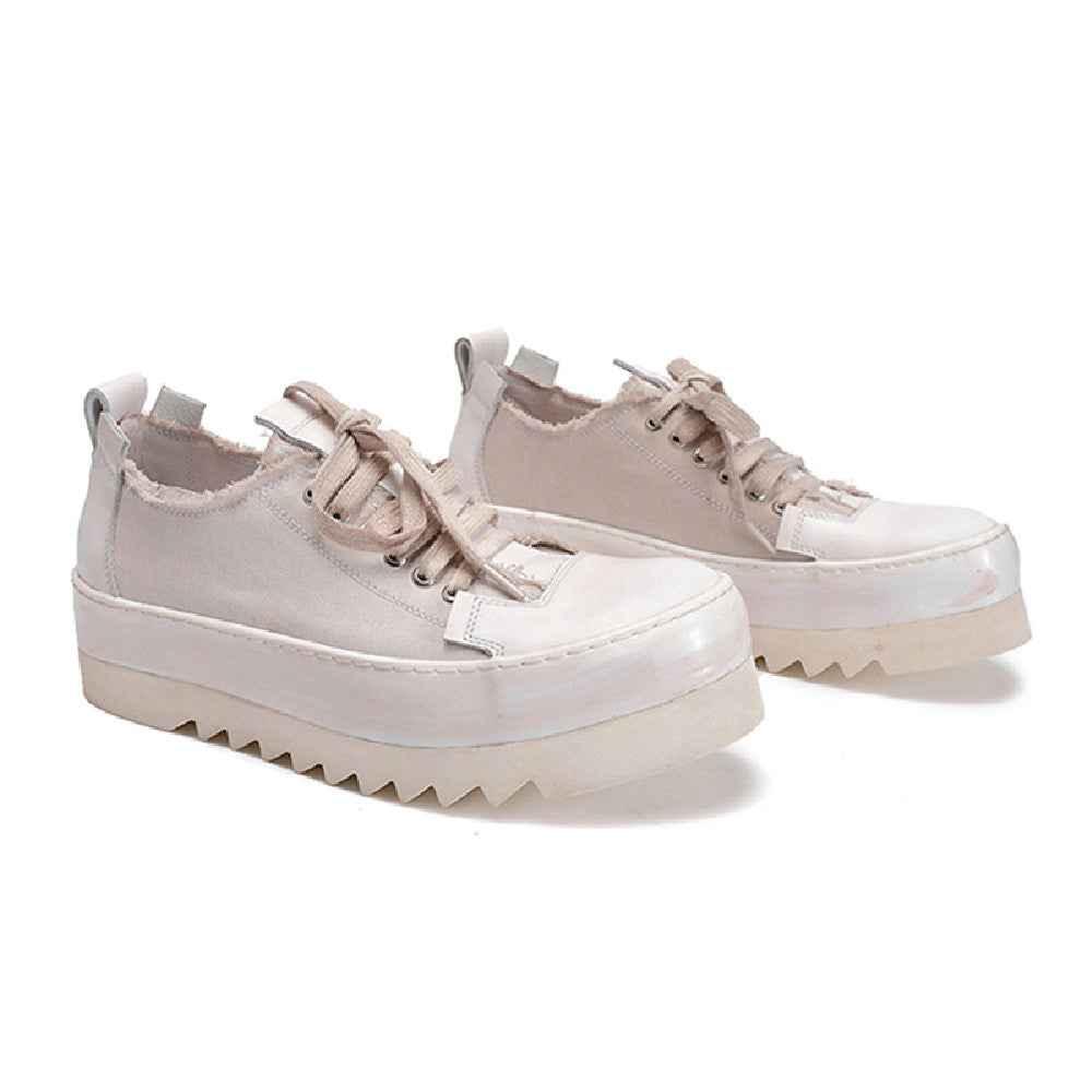 Canvas Breathable Hand Dyed Thick Soled Shoes For Men And Women Beige null