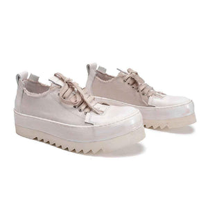 Canvas Breathable Hand Dyed Thick Soled Shoes For Men And Women Beige null