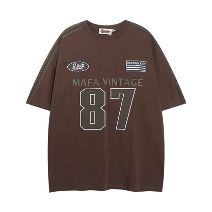 Printed Cotton T-shirt For Women Brown MuddyStock