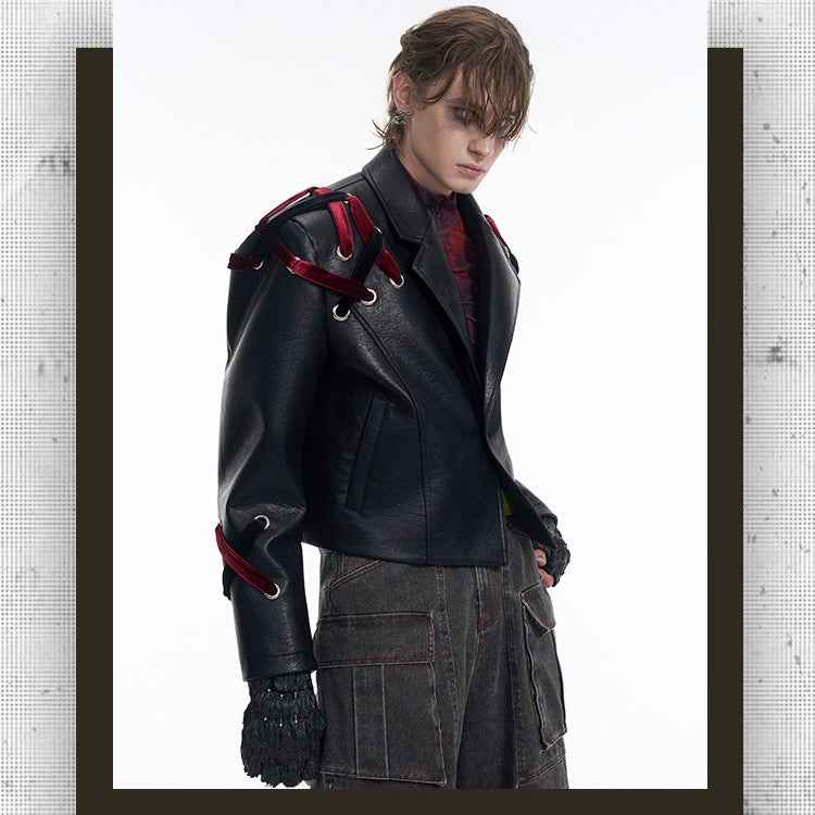 Short Leather Jacket Coat For Men null