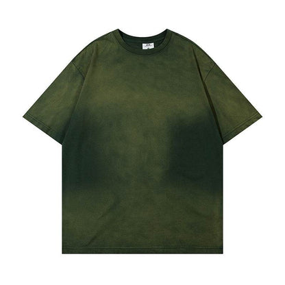 Wash Distressed Dirty Short Sleeve For Men Dark Green MuddyStock