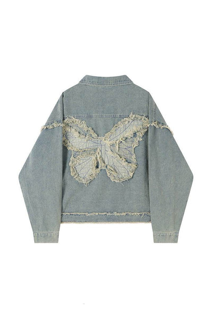 Butterfly Patch Short Denim Jacket For Women MuddyStock