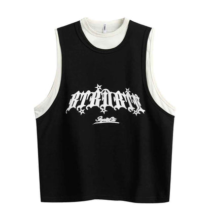 Sports Vest Casual Letter Embroidered Loose Top For Women MuddyStock