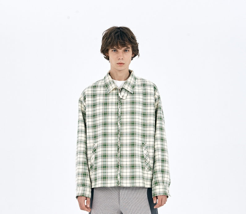 Green Plaid Shirt Style Jacket For Men MuddyStock null