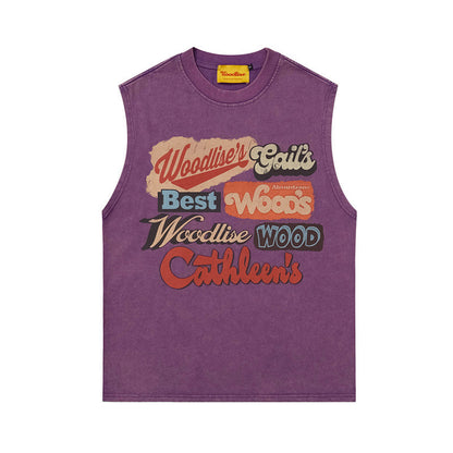 Retro Street Vibe Vest For Men Purple