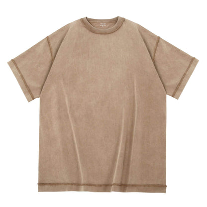 Heavy-duty Washed Reverse Short-sleeved Men Khaki 240G MuddyStock
