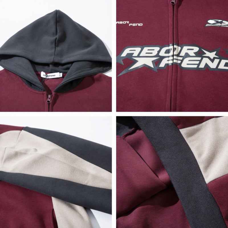 Retro Patchwork Letters Printed Hoodie For Men And Women MuddyStock