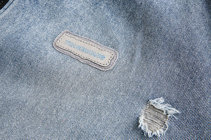 Irregular Stitching Plaid Denim Jacket For Women MuddyStock null