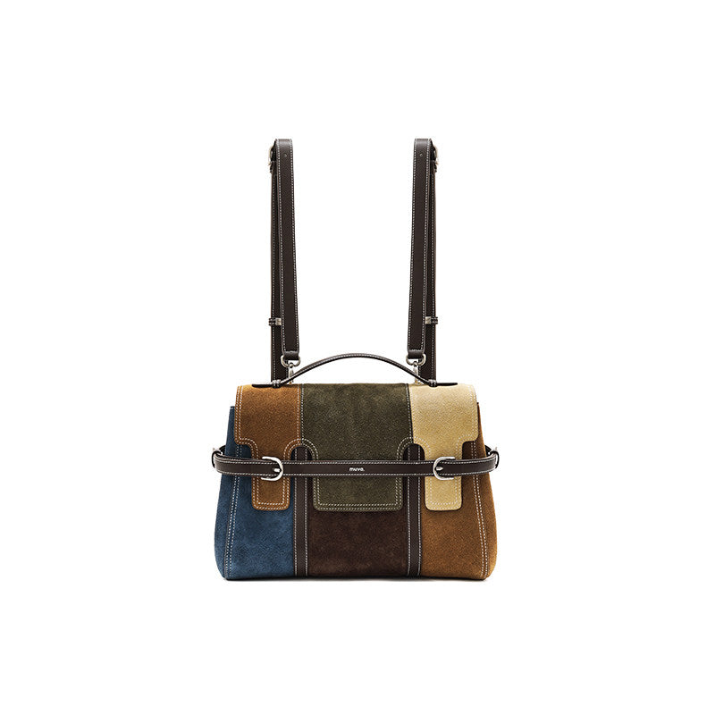 Patchwork Color-block Handbag for women Matcha Canelé