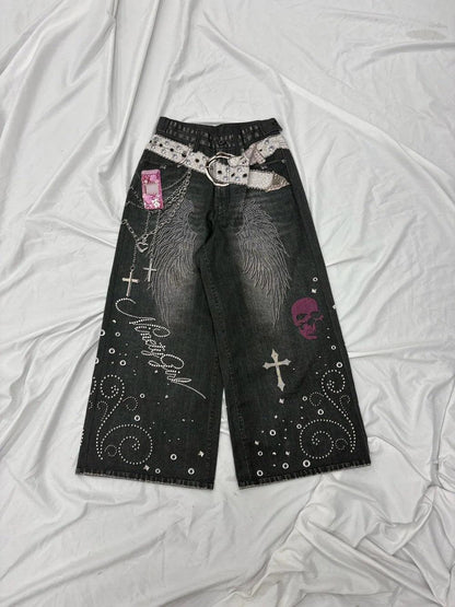 Retro Washed Jeans For Women Black All Products