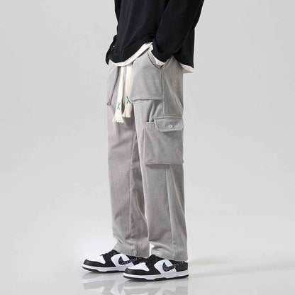 Men's Loose All-matching Corduroy Multi-pocket Straight Cargo Pants MuddyStock