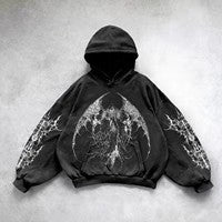 Hooded Printed Hip Hop Streetwear Hoodie Black 6 MuddyStock All Products