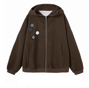 Outline Badge Hoodie For Men And Women Coffee