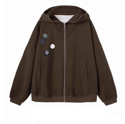 Outline Badge Hoodie For Men And Women Coffee MuddyStock