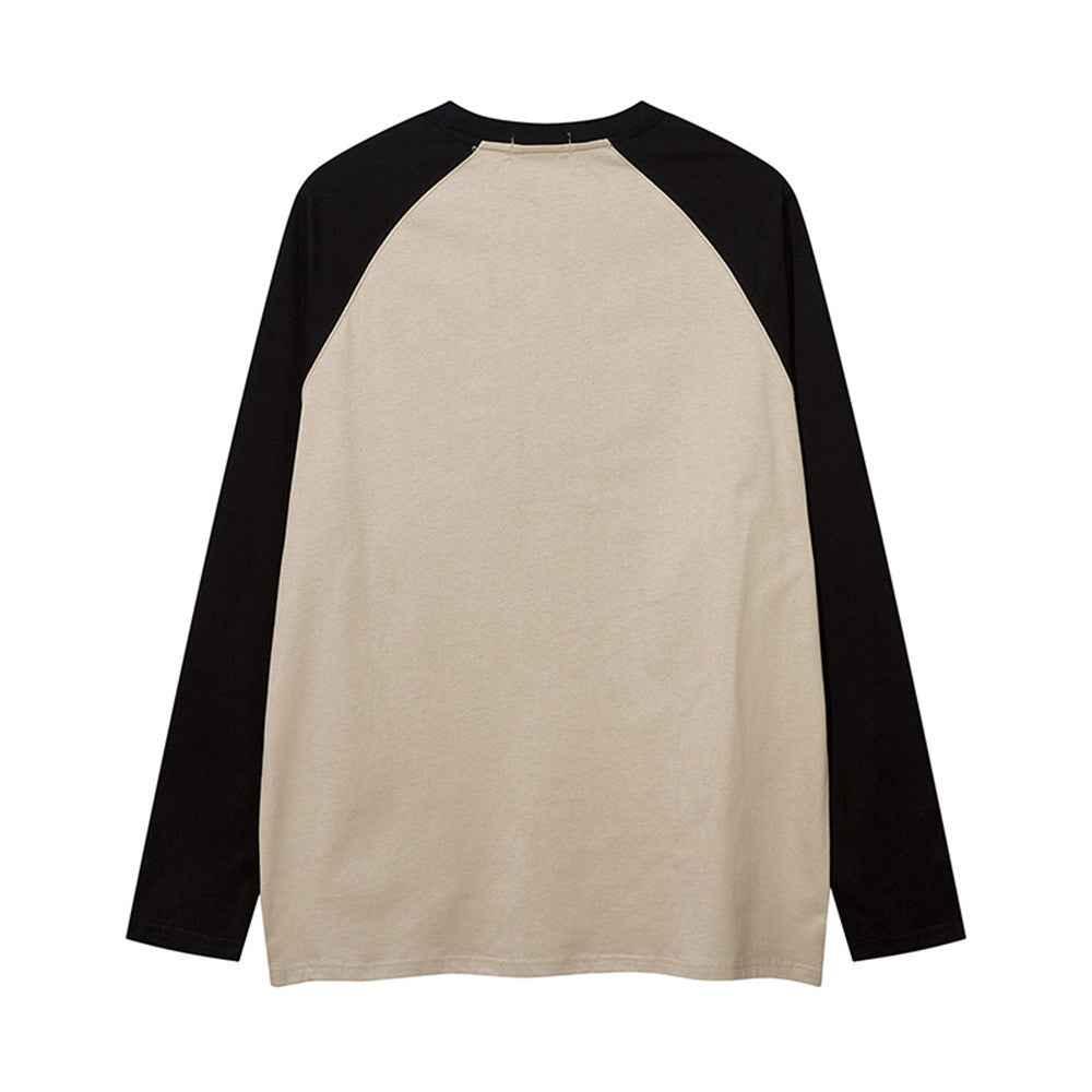 Cartoon Bear Print Color Contrast Long Sleeve T-shirt For Women null
