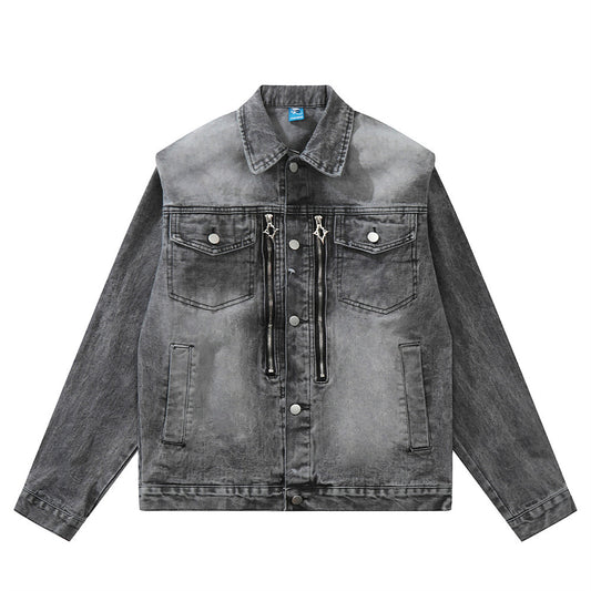 American Style Retro Washed Distressed Denim Jacket For Women MuddyStock null