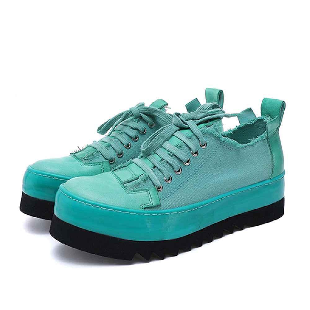 Canvas Breathable Hand Dyed Thick Soled Shoes For Men And Women null