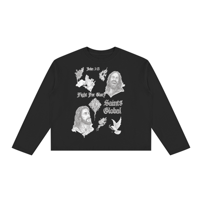 Vintage Wash Long Sleeve Boxy T-Shirt For Men | MuddyStock Originals Black