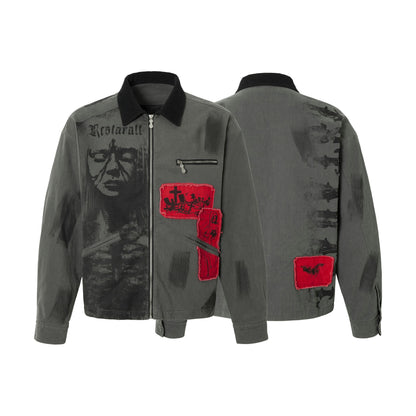 Real Shot American Retro Red And Black Patch Detroit Jacket For Men All Products