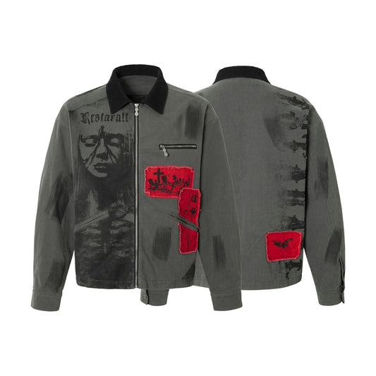 Real Shot American Retro Red And Black Patch Detroit Jacket All Products