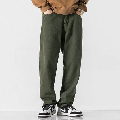 Retro Solid Color Loose Straight Trousers MuddyStock