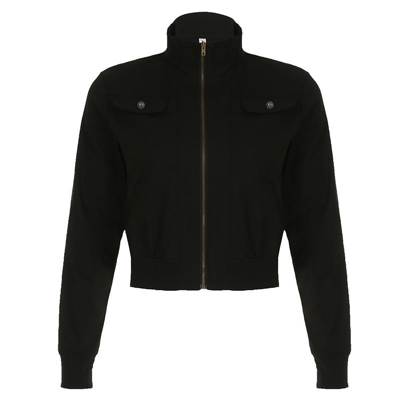 Workwear Hooded Navel Jacket For Women Black All Products