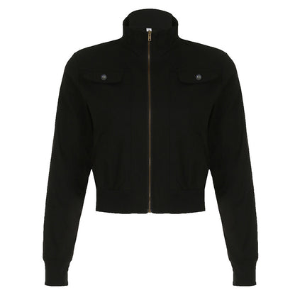 Workwear Hooded Navel Jacket For Women Black All Products
