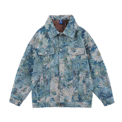 Floral Denim Autumn Loose Men And Women Jacket MuddyStock