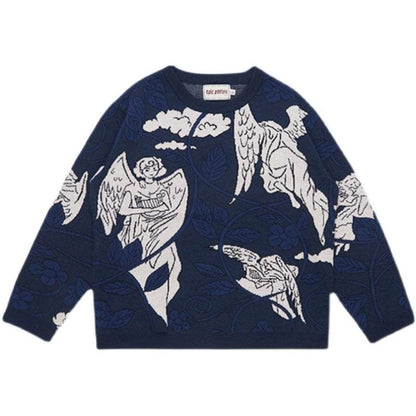 Woven Crew Neck Casual Sweater For Men Blue MuddyStock