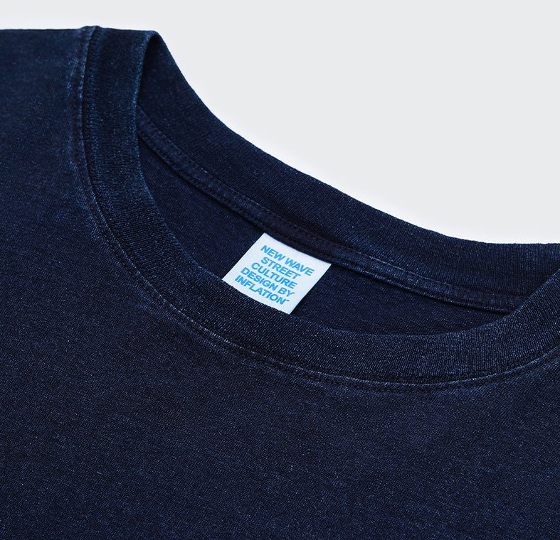 Men's Blue Dyed Knitted Denim Long Sleeve T-shirt MuddyStock null