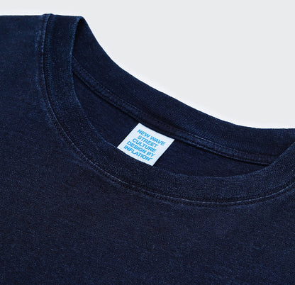 Men's Blue Dyed Knitted Denim Long Sleeve T-shirt MuddyStock null