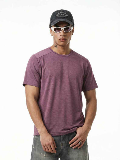 Men's Outdoor Moisture-Wicking Quick-Drying Short-Sleeve T-shirt Grape purple MuddyStock null