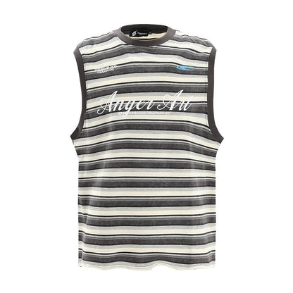 Fashion Personality Striped Casual Waistcoat For Both Men And Women Black MuddyStock