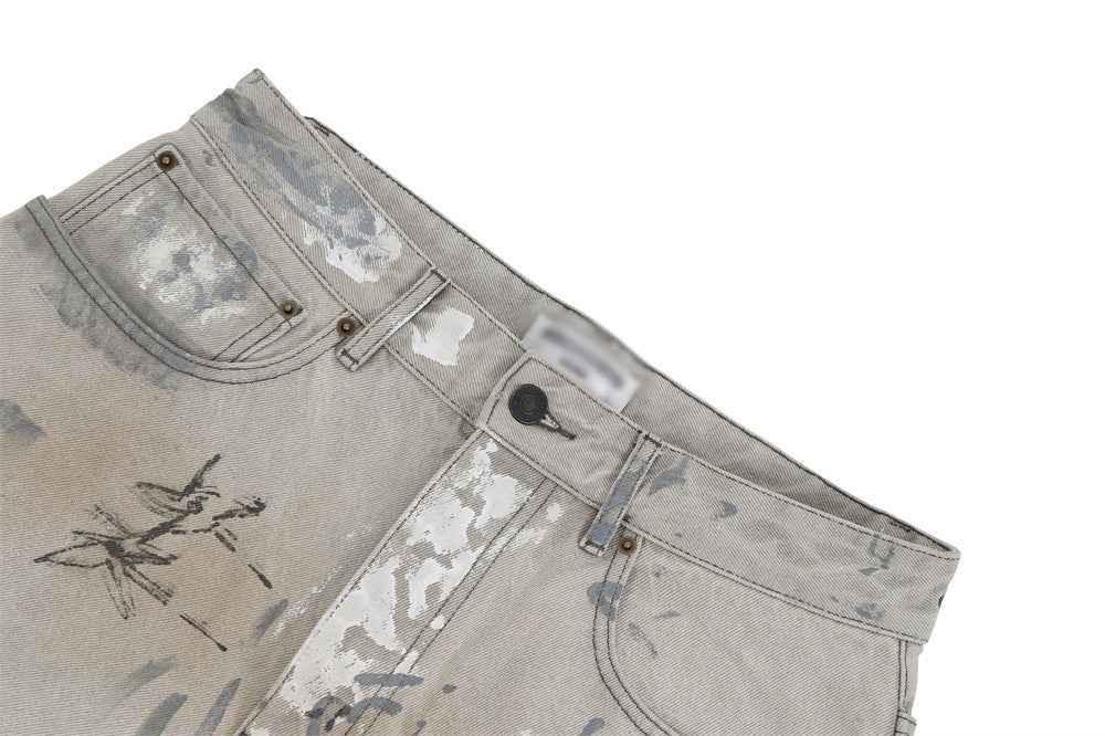 Hand Painted Graffiti Worn Jeans For Men null