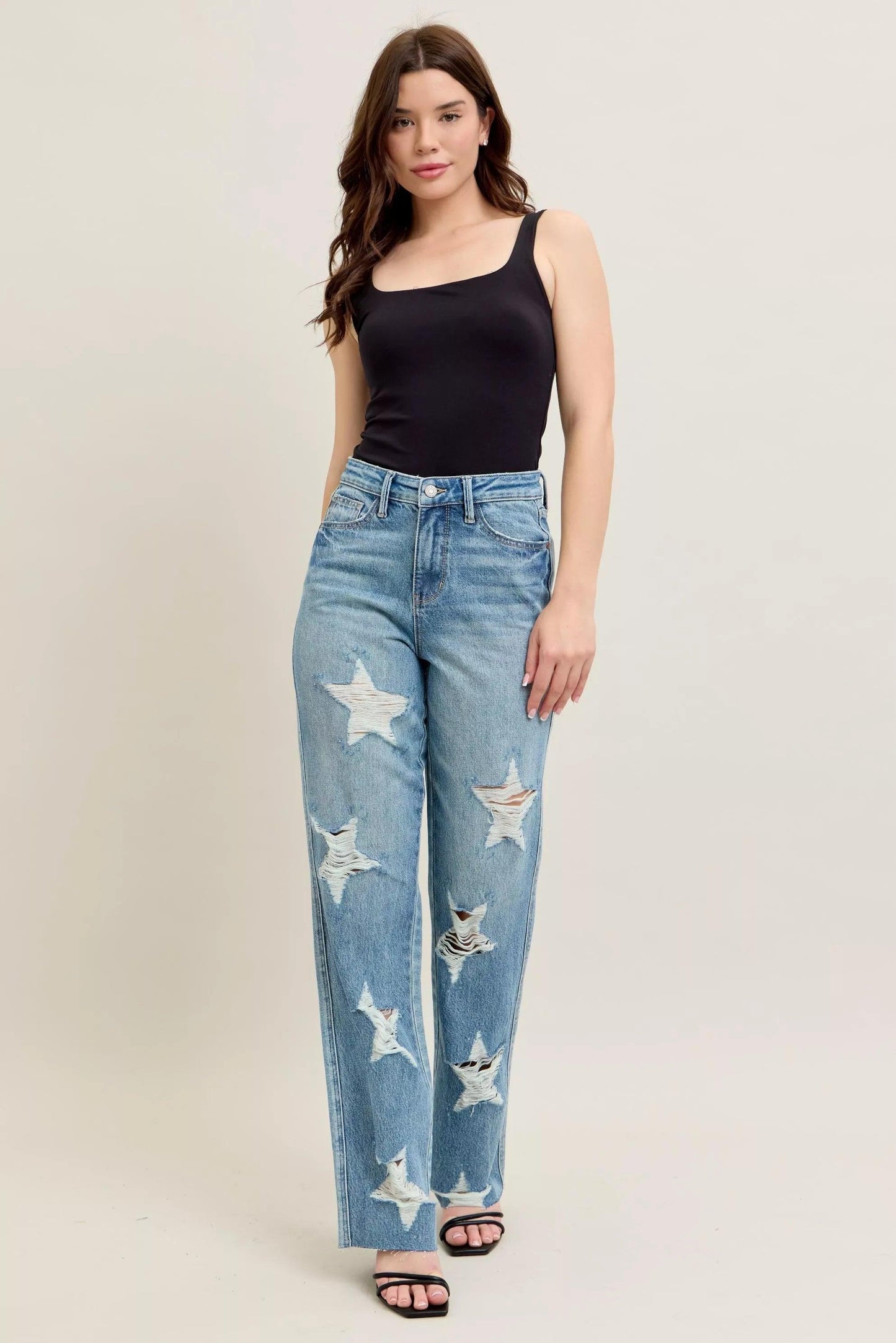 High Waist Rigid Magic Star Shaped Jeans For Women