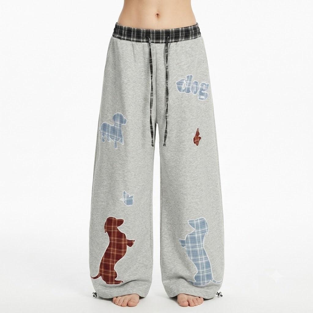 Animal cartoon patch embroidery curved knife trousers for women | MuddyStock Originals