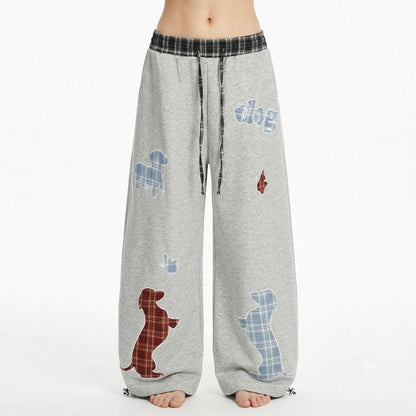 Animal cartoon patch embroidery curved knife trousers for women | MuddyStock Originals