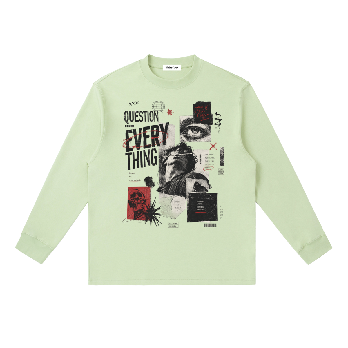 Essential Crewneck Long-Sleeve T-Shirt For Men | MuddyStock Originals Bean Green